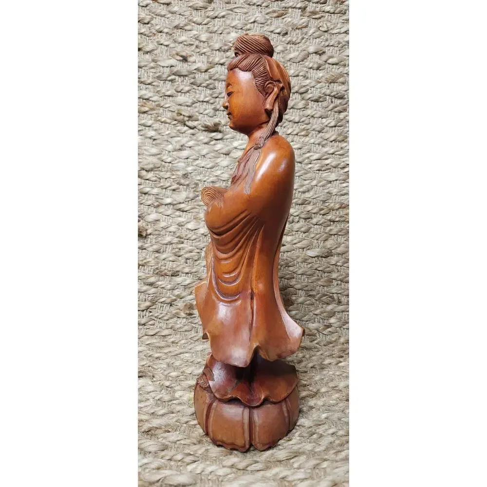 Antique Chinese Hand Carved Hardwood Kwanyin Guanyin 12